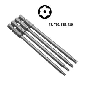 4pcs 100mm Magnetic  Screwdriver Bits Set Torx Hex