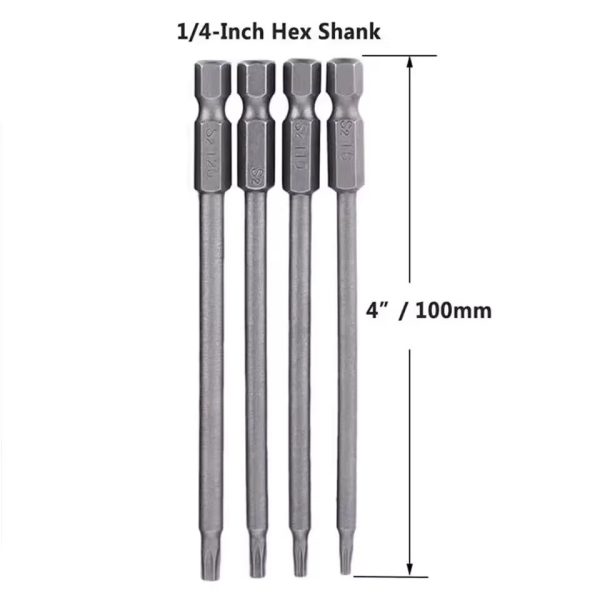 4pcs 100mm Magnetic  Screwdriver Bits Set Torx Hex - Image 2